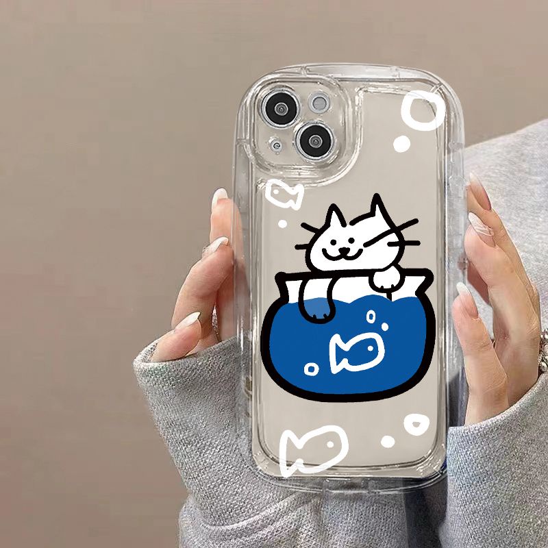 ✅Ốp Điện Thoại Mềm Trong Suốt Họa Tiết Chú Mèo / Cá Dễ Thương Cho iPhone 14promax 13 / 11 12 7 / 8plus OC81