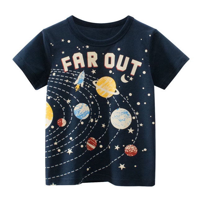 Áo Thun Tay Ngắn In Hình Vũ Trụ 3D Thời Trang Mùa Hè 2023 Cho Bé Từ 1-10 Tuổi