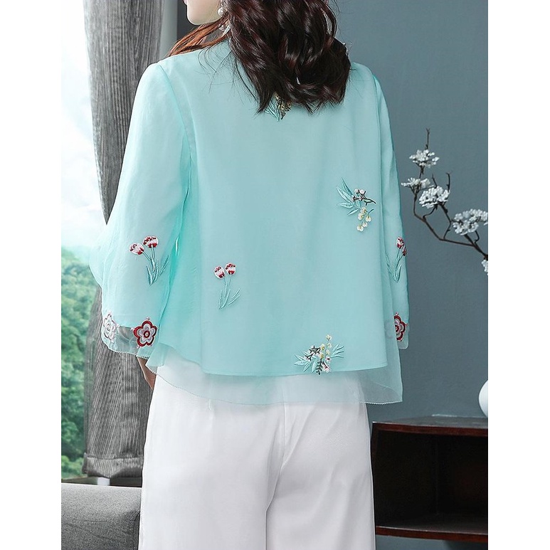 Bộ Quần Áo Dáng Rộng Thêu Họa Tiết Phong Cách Trung Hoa Cổ Điển