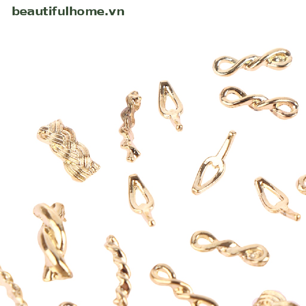 Set 10 / 20 Dây Xích Kim Loại Màu Vàng / Bạc Trang Trí Móng Tay Nghệ Thuật DIY