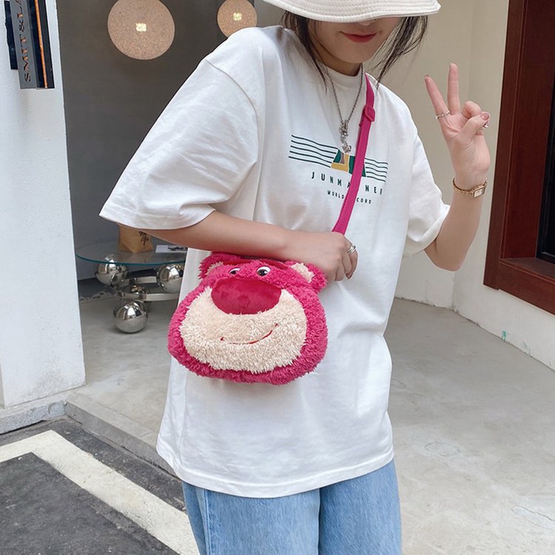 Túi Xách Tay Bằng Nhung Lông Cừu Hình Gấu Pooh Dễ Thương Phong Cách Hàn Quốc Cho Bé Gái
