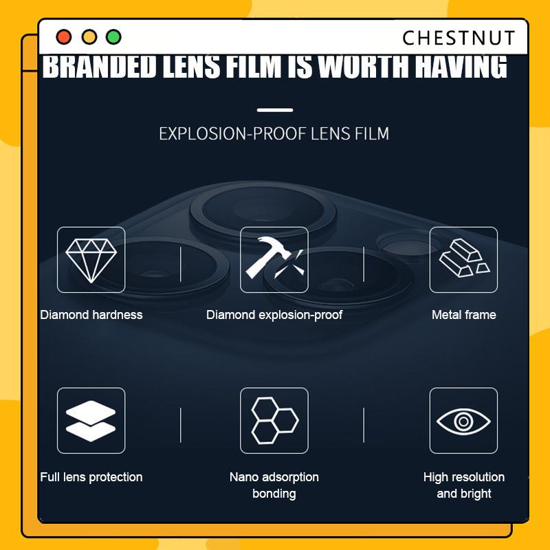 Kính Cường Lực Bảo Vệ Camera Sau Có Vòng Nhẫn Kim Loại Cho iP 14 14 Pro 13 12 11 Pro Max 13 Mini 12 Mini-CT