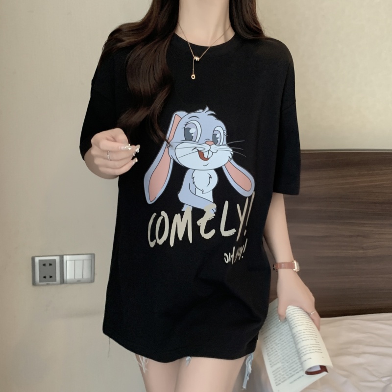 Áo Thun NgắN Tay Cổ TròN In HìNh Thỏ ThờI Trang MùA Hè MớI