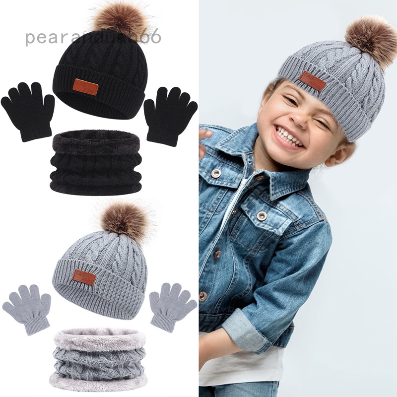 Bộ Ba Món Nón + Khăn Choàng + Găng Tay + Găng Tay + Găng Tay + Mũ Đơn Mùa Thu Đông Mới Cho Bé