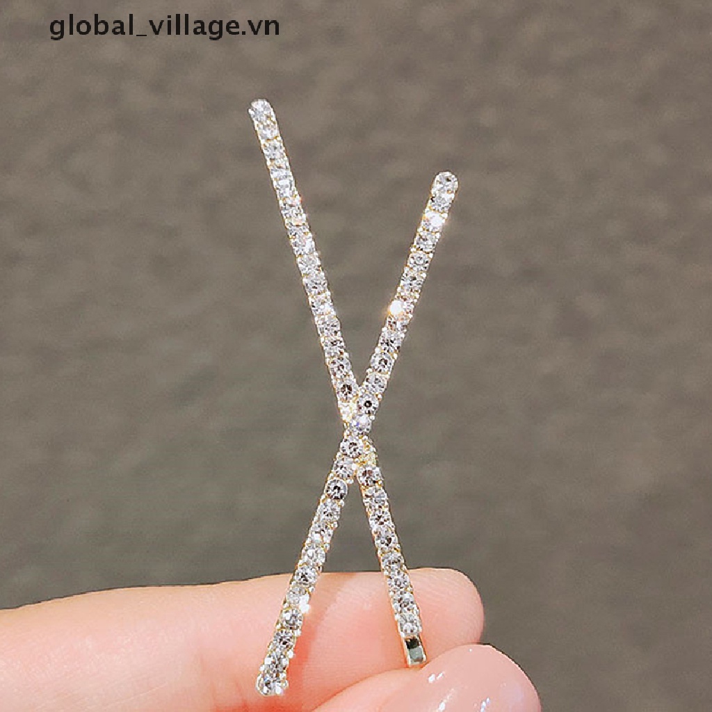 Bộ 2 Kẹp Tóc Chữ X Đính Đá Pha Lê Đơn Giản