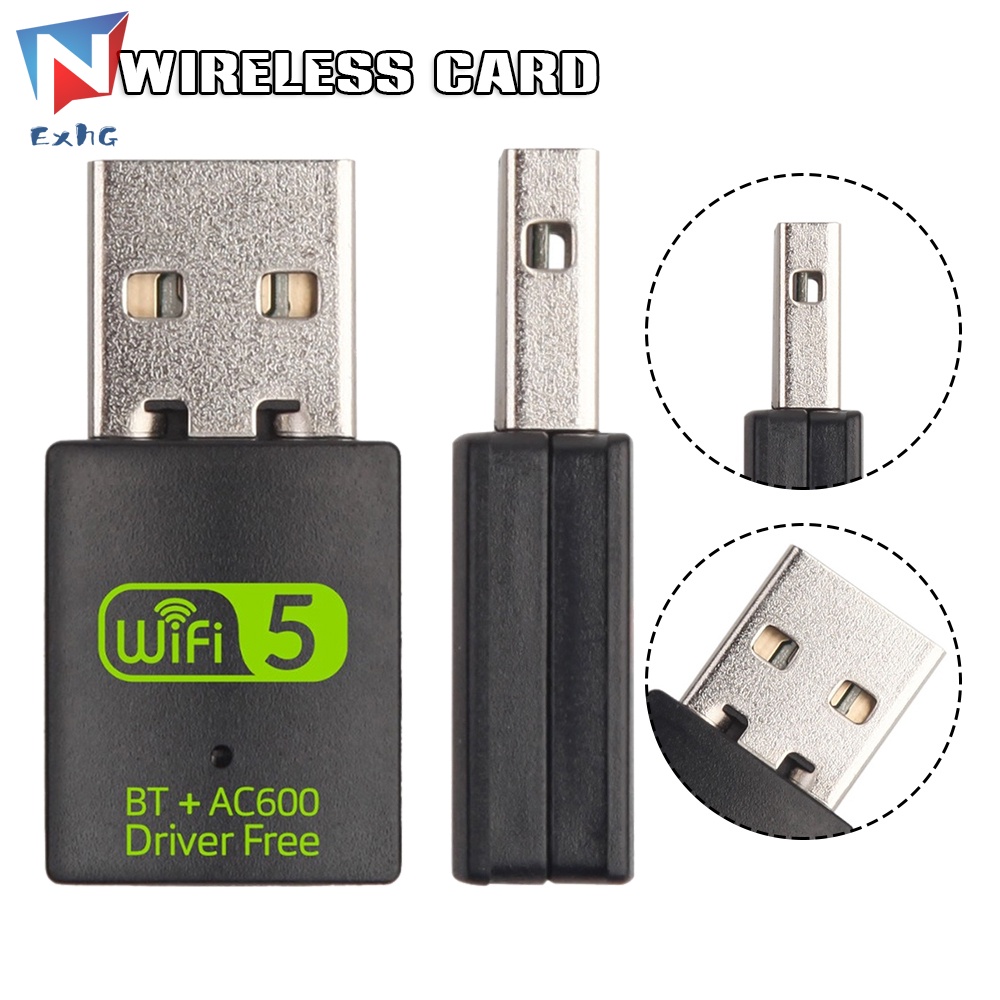 Usb Wifi + BT V5.0 Băng Tần Kép 600M Mini 2.4 / 5GHz Cho PC Laptop
