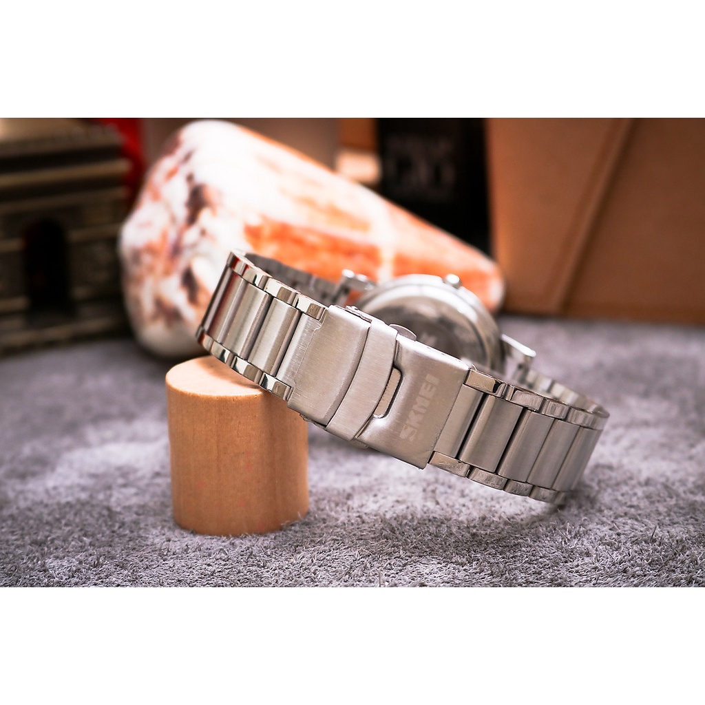 Đồng hồ nam Skmei 1260 dây thép bạc