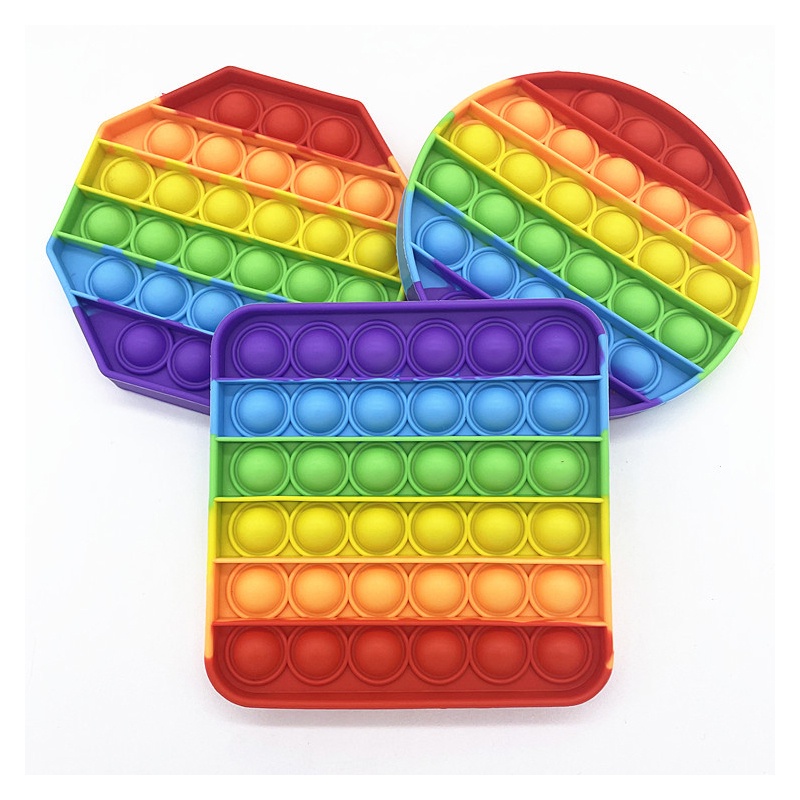 Cầu Vồng Fidget Đồ Chơi Silicon Đẩy Bong Bóng Fidget Cảm Giác Giảm Căng Thẳng Đồ Chơi Cho Trẻ Em