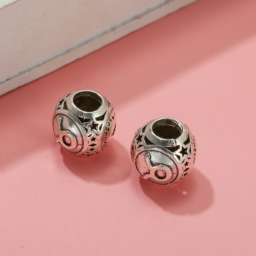 Hạt Charm Tròn 12 Cung Hoàng Đạo Màu Sắc Bạc Làm Trang Sức Diy