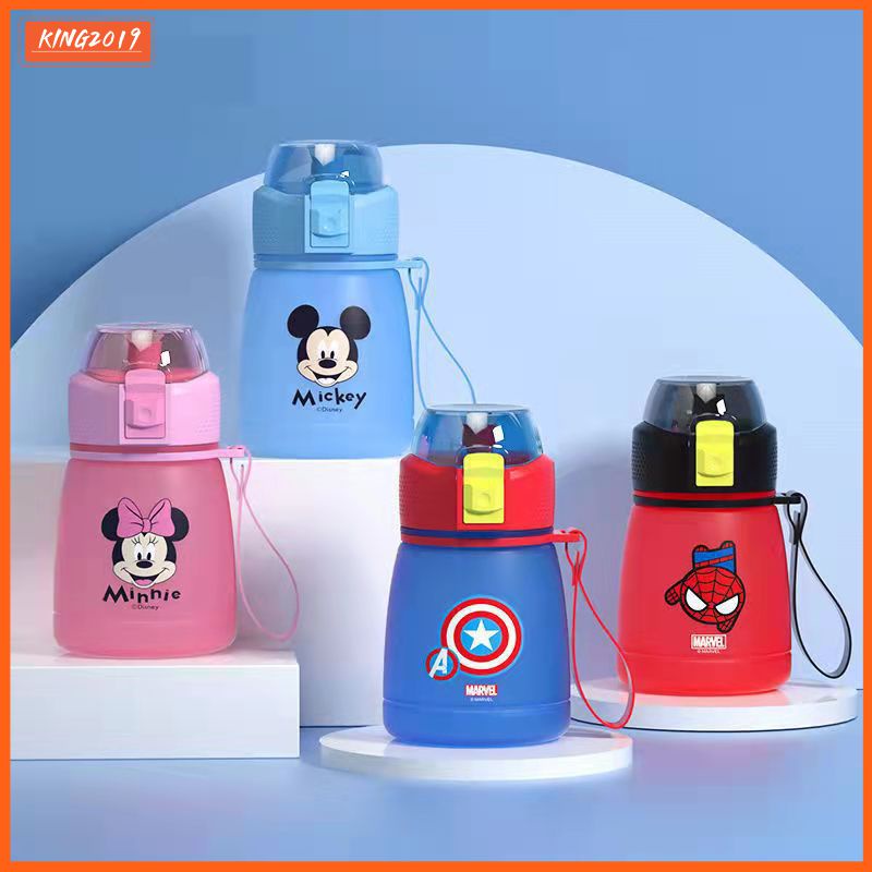 Bình Nước Bằng Nhựa Họa Tiết Hoạt Hình Disney Mickey Minnie Captain America Dễ Thương Cho Bé
