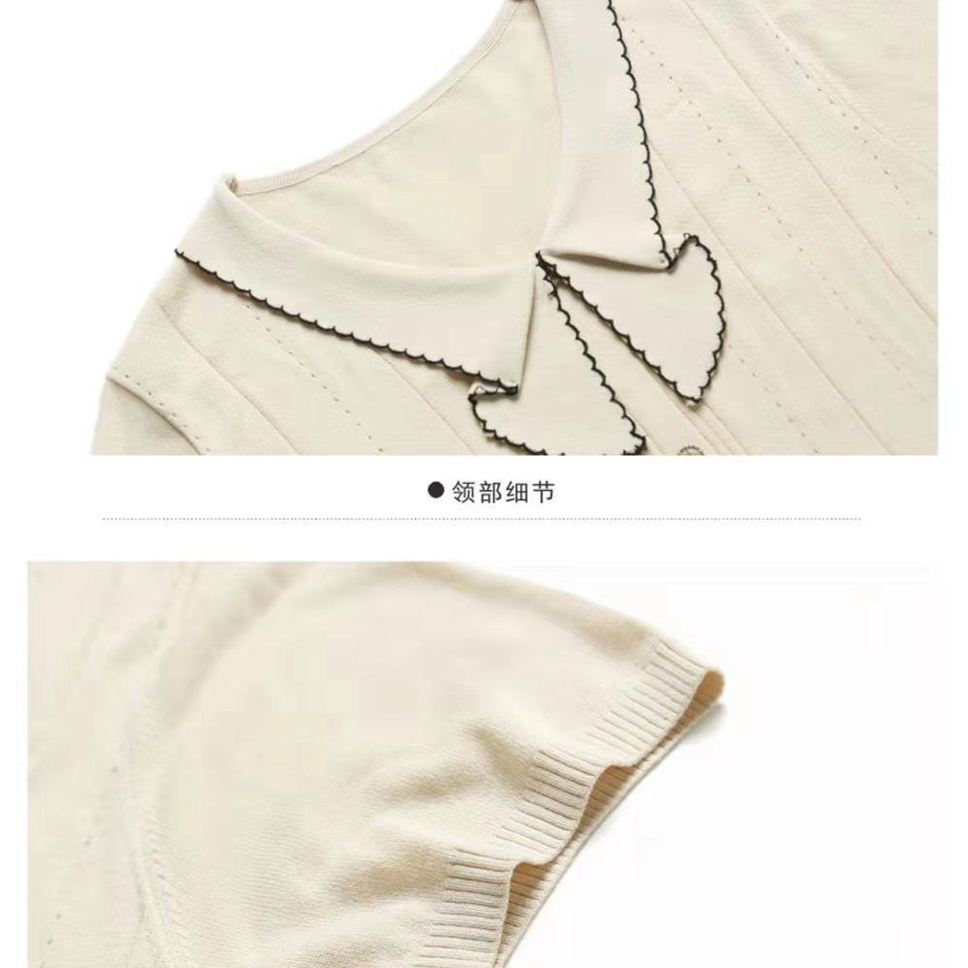 Áo Thun Lụa Lạnh Mỏng Tay Ngắn Cổ Búp Bê Phong Cách Hàn Quốc Thời Trang Mùa Hè Hàng Mới Dành Cho Bạn Nữ