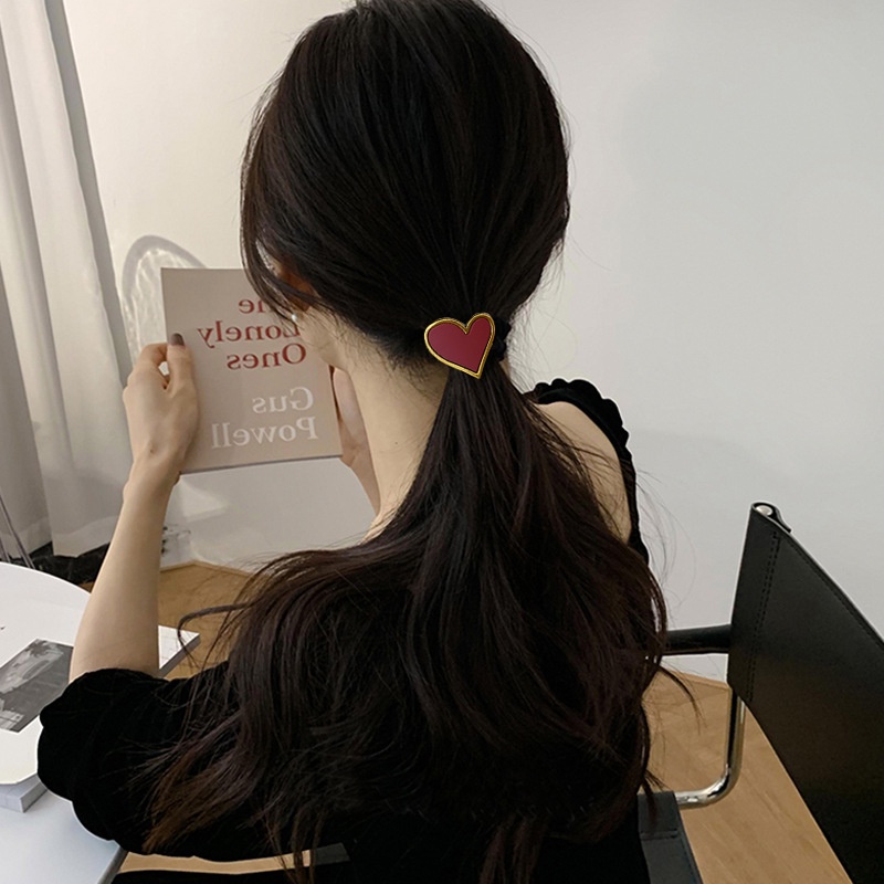 Dây Cột Tóc Đuôi Ngựa Co Giãn Hình Trái Tim Dễ Thương