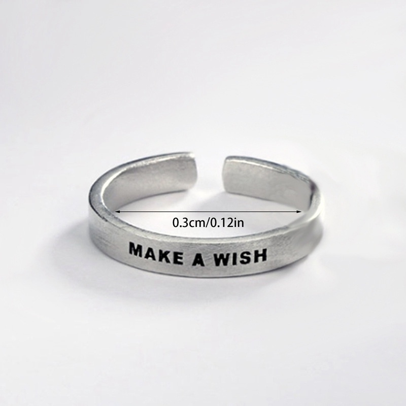 Ygt Nhẫn Hở Màu Bạc Khắc Chữ A Wish Matte Phong Cách Retro Sáng Tạo Cho Nam Và Nữ