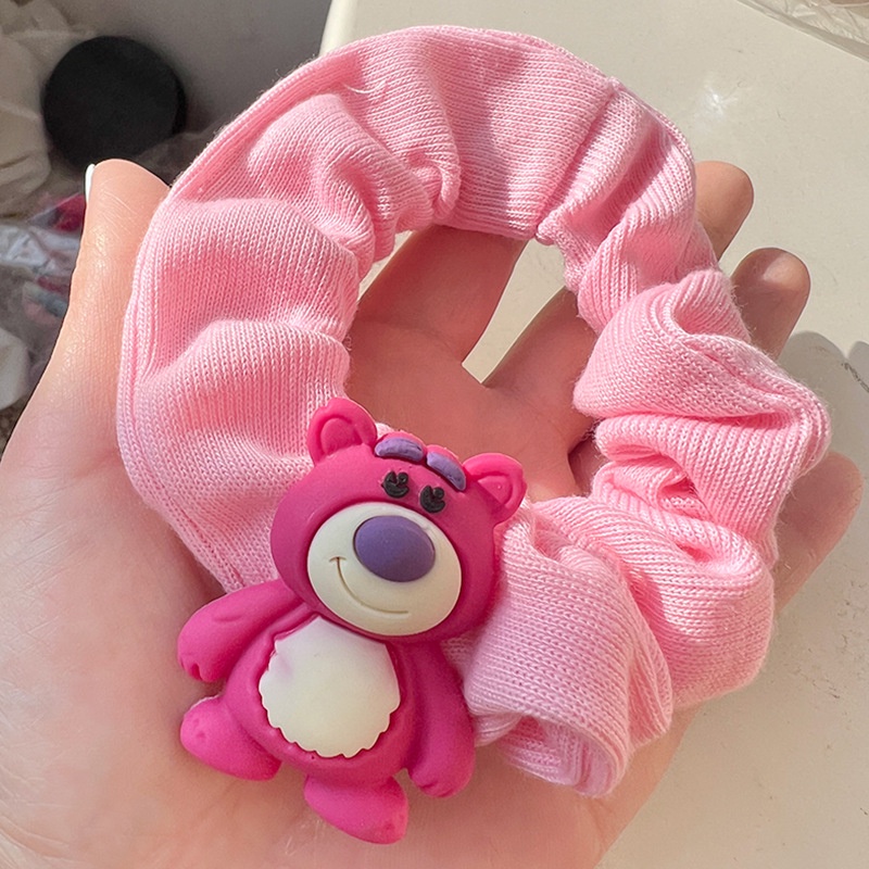 Gấu dâu Lotso Set 11 Dây Cột Tóc Cao Su Đính Hoa / Gấu Hoạt Hình Dễ Thương Cho Bé Gái