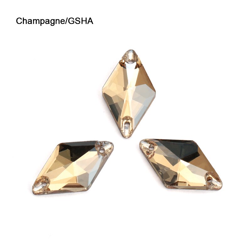 Set 50 Mặt Thủy Tinh Trong Suốt Đính Đá Pha Lê AB / Champagne Kích Thước 11x19mm May Vá Quần Áo Cưới