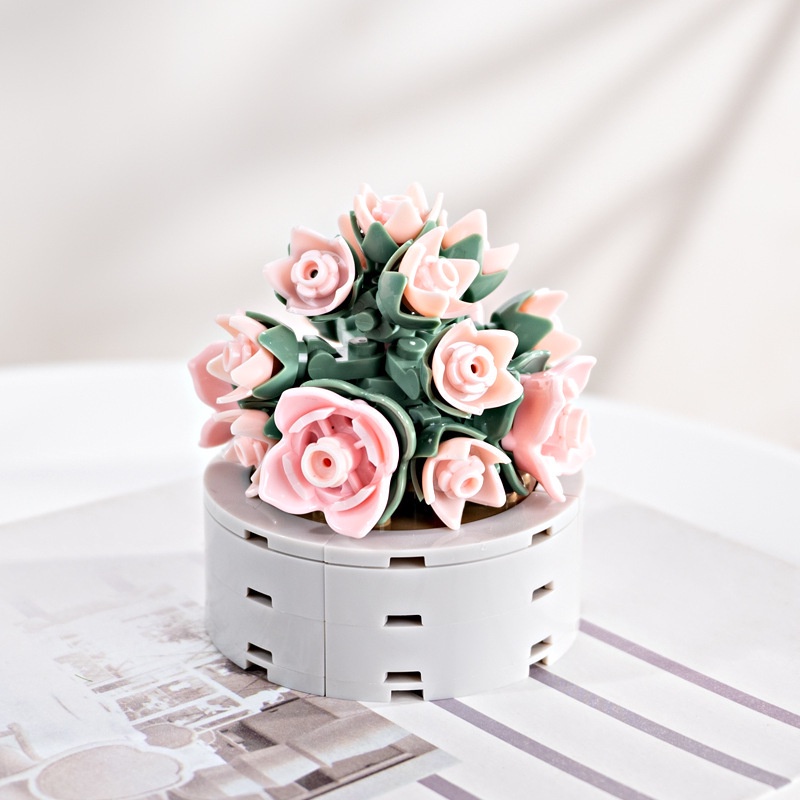 Chậu Hoa Sen Đá Sáng Tạo siêu đẹp với Mô hình hoa Đồ Chơi Lắp Ráp độc đáo Đồ trang trí