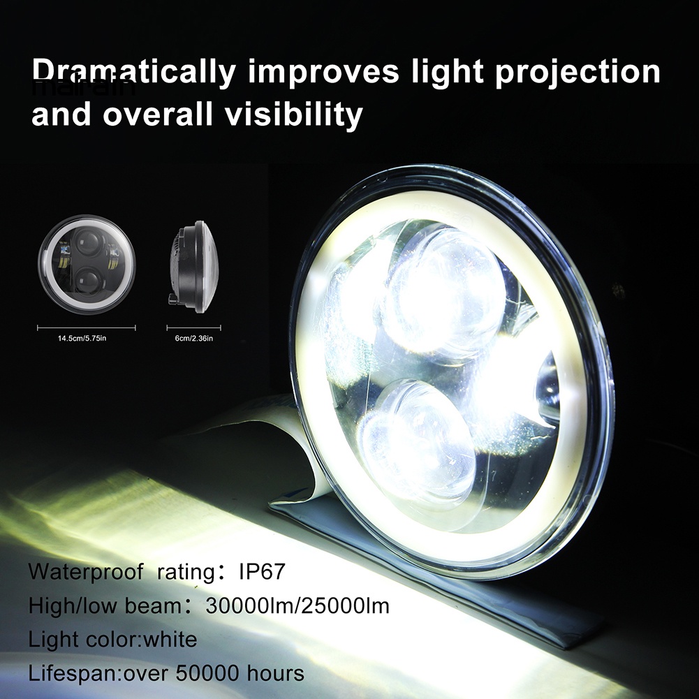 Đèn Pha Tròn 5.75 inches Ánh Sáng Trắng Chống Thấm Nước Cho Xe Mô Tô