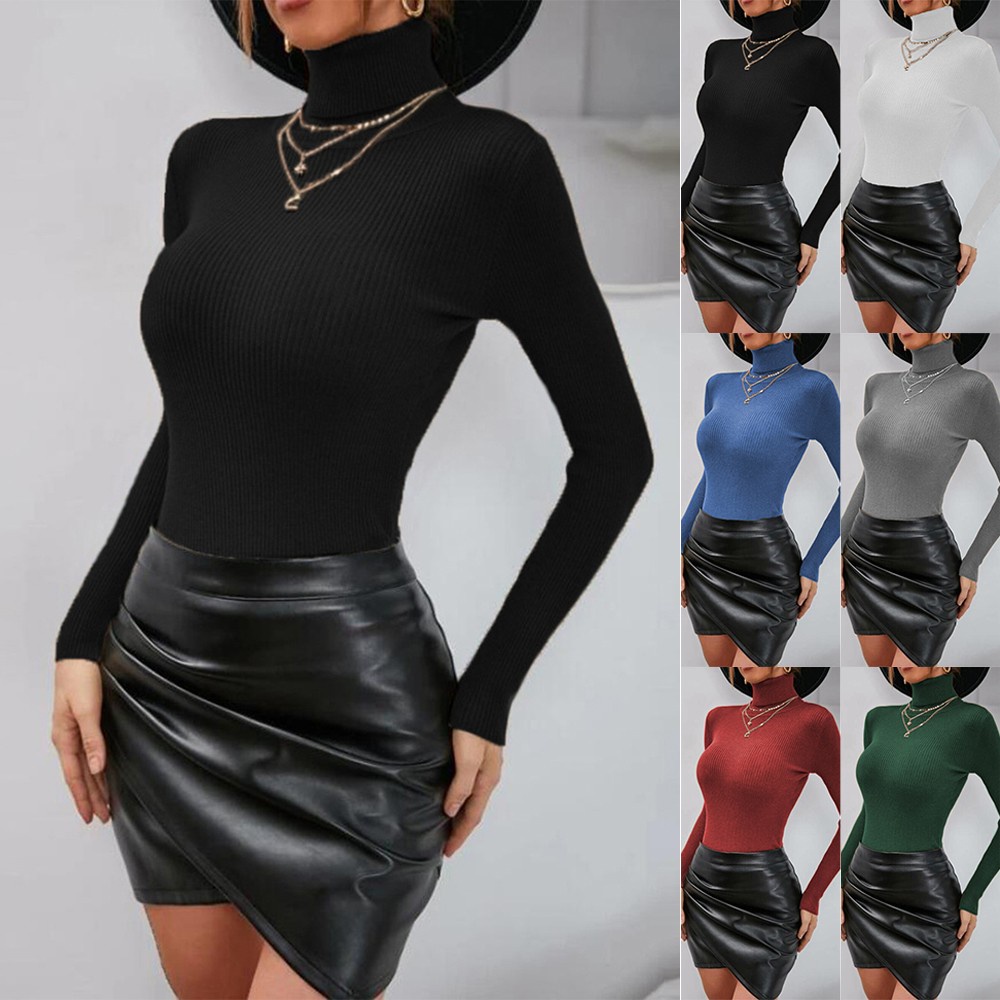 [MM0411] Áo Sweater Nữ Dệt Kim Cổ Lọ Dài Tay