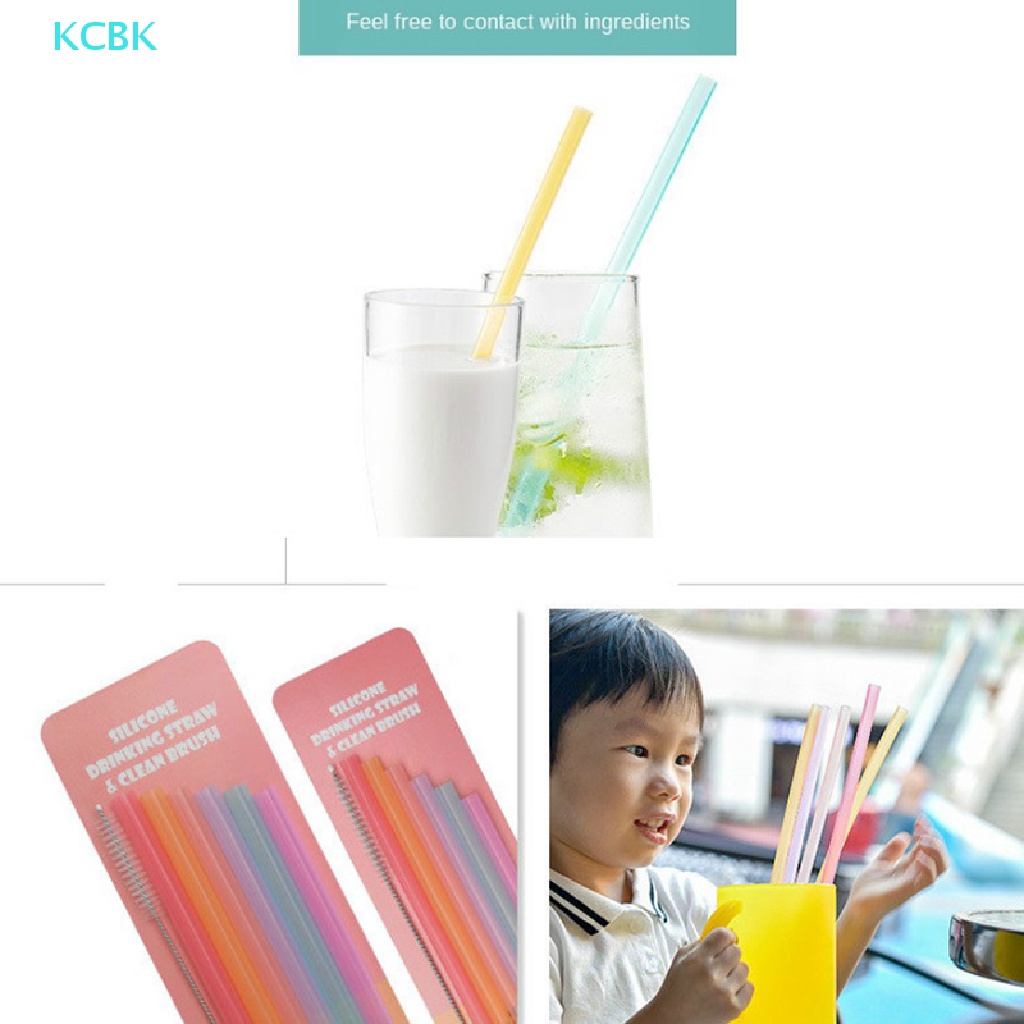 Bộ 6 Ống Hút Silicon Trong Suốt Tái Sử Dụng Tiện Lợi