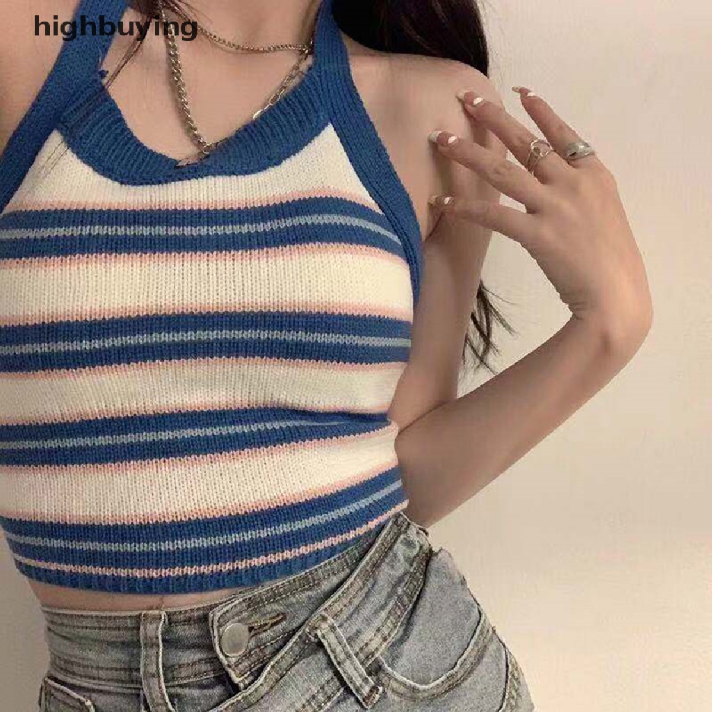 Áo Croptop Dệt Kim Y2K Hở Lưng Gợi Cảm Cho Nữ