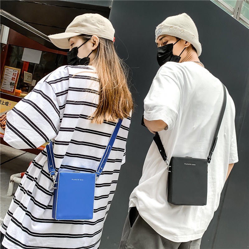 Túi đeo chéo IMELON da PU hình vuông nhỏ phong cách Hàn Quốc thời trang cao cấp dành cho nam và nữ