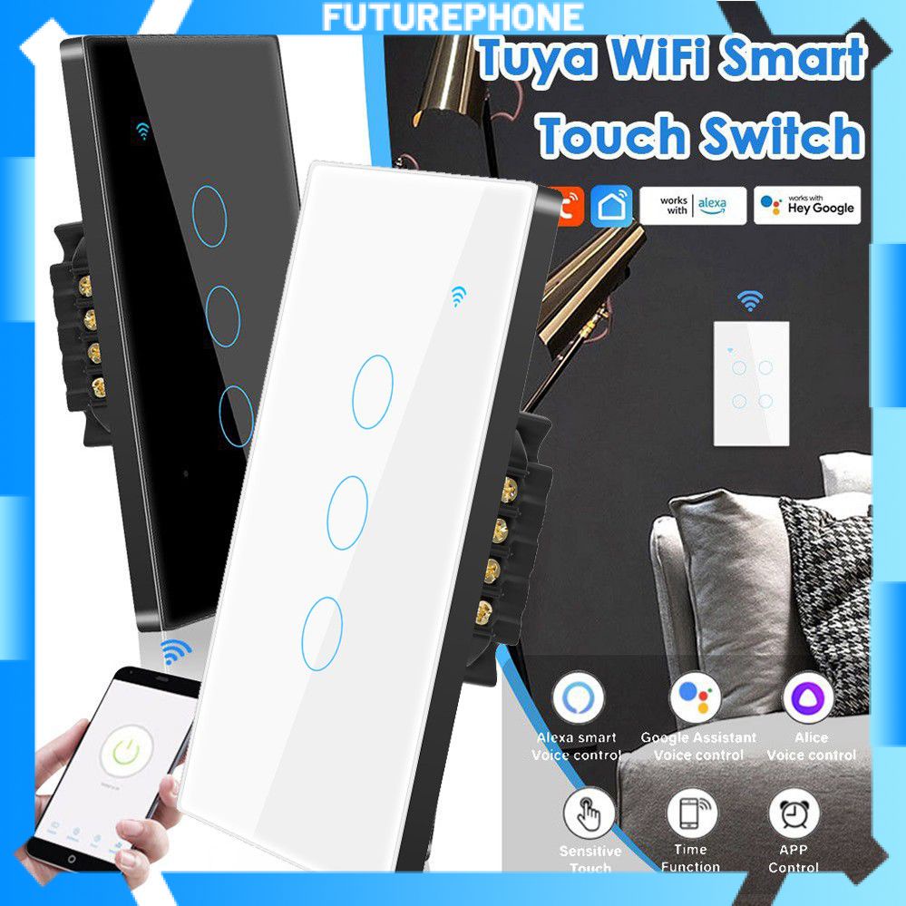 Công Tắc Wifi Cảm Ứng Thông Minh 1/2/3/4 Gang 10a 120*72Mm Smart Life/Tuya App Hẹn Giờ Điều Khiển Từ Xa Bằng Giọng Nói Hẹn Giờ Hoạt Động Với Alexa Google Home Future