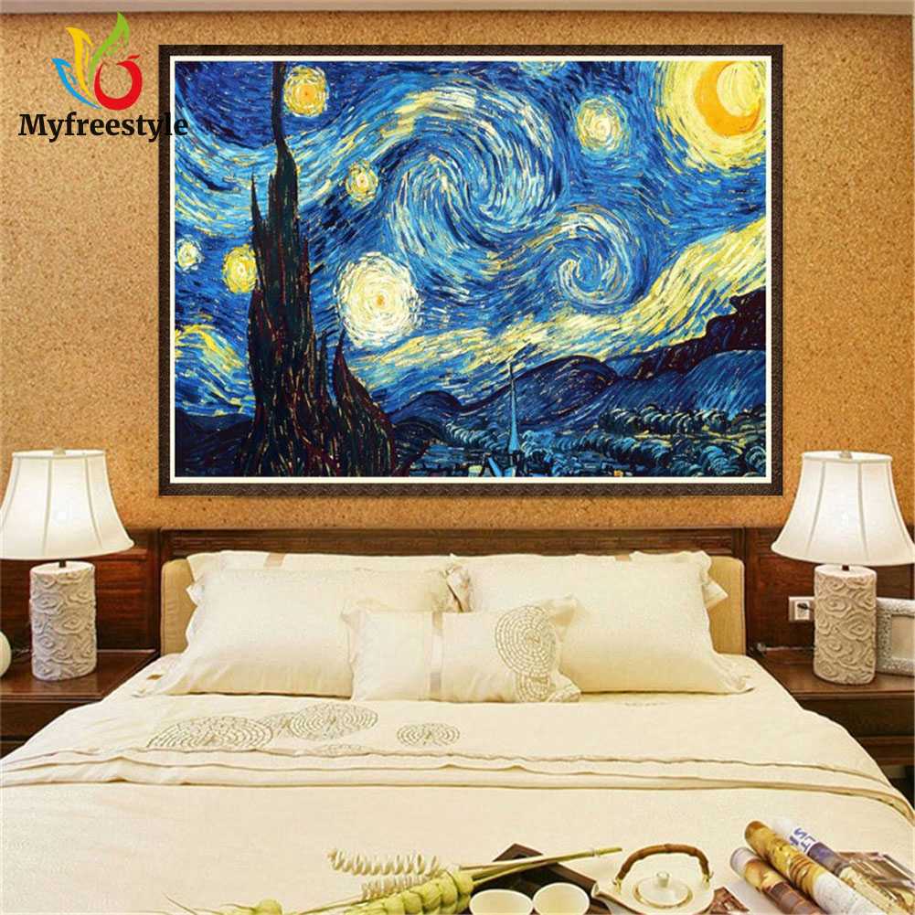 40 x 30cm Tranh Đính Đá Kim Cương Toàn Bộ 5D Diy Hình Vẽ Bầu Trời Đêm