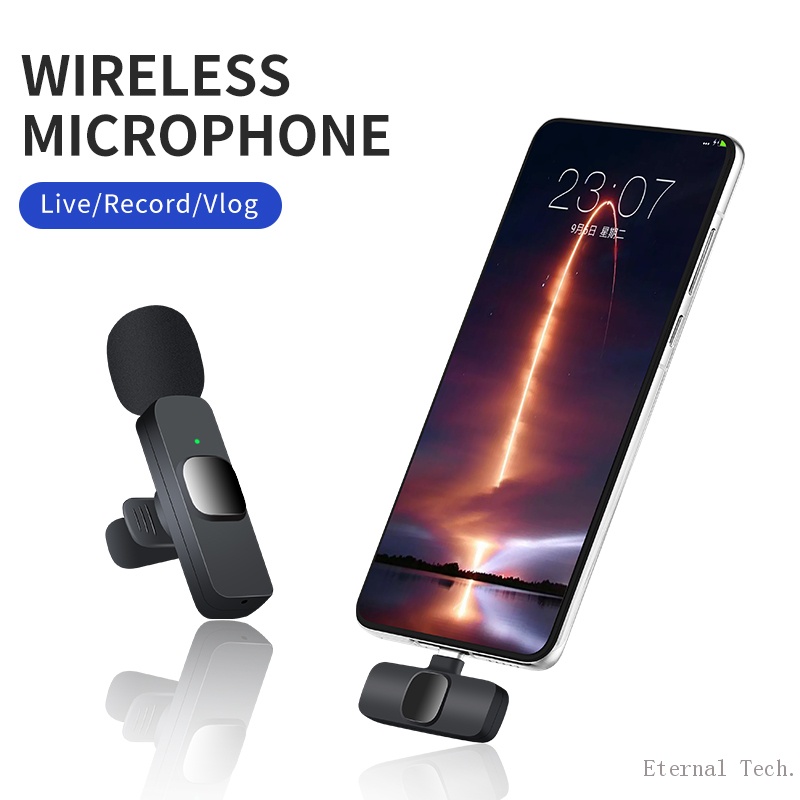Micro Lavalier Không Dây Tự Động Giảm Tiếng Ồn Cho iPhone iPad Android PC Mic Thu Âm Video Trực Tiếp Mobile