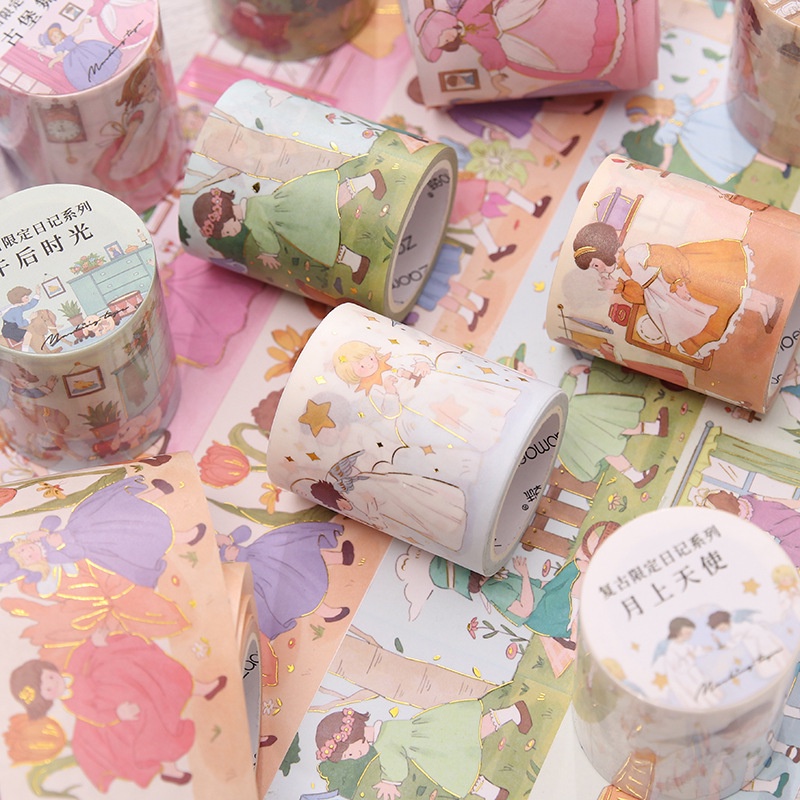 Cuộn Băng Keo Washi Họa Tiết Hoạt Hình Phong Cách Cổ Điển Trang Trí Sổ Tay diy