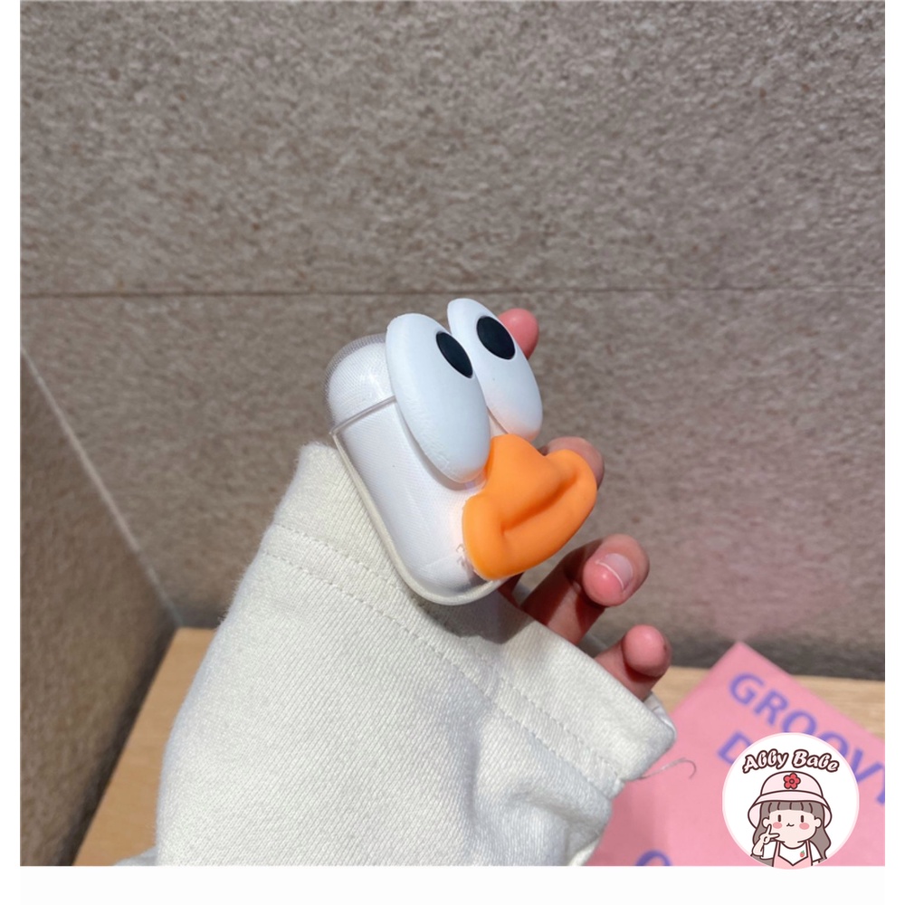 Vỏ Bảo Vệ Hộp Sạc Tai nghe không dây Airpods 1 / 2 / pro Hình Vịt Mắt To Bằng TPU Mềm Trong Suốt Kiểu Hàn Quốc