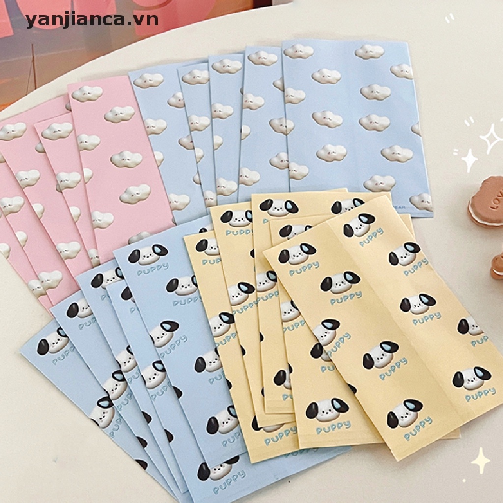 Set 10 Túi Giấy Đựng Đồ Ăn Vặt In Họa Tiết Hoạt Hình Dễ Thương