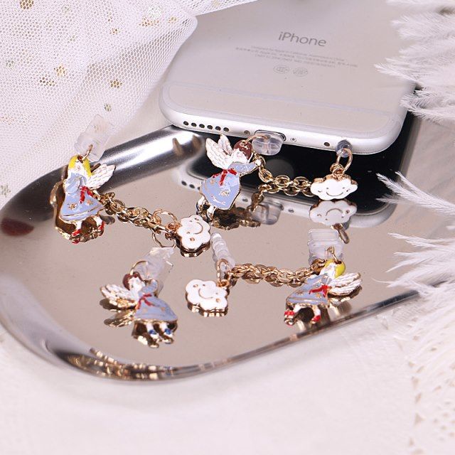 Nút Bịt Chống Bụi Cho Cổng Sạc Điện Thoại Di Động diy Hình Mặt Cười Thiên Thần