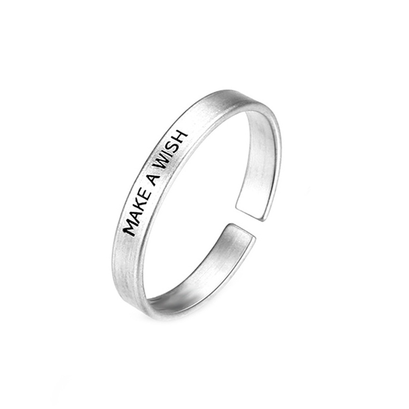 Ygt Nhẫn Hở Màu Bạc Khắc Chữ A Wish Matte Phong Cách Retro Sáng Tạo Cho Nam Và Nữ