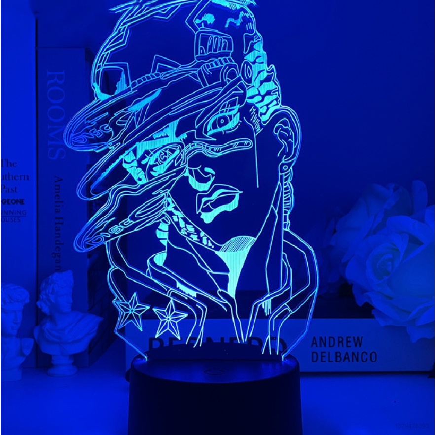 Đèn LED 3d Acrylic Hình Hoạt Hình Jojo 'S Bizarre Adventure Kèm Điều Khiển Từ Xa Và Sạc USB Tiện Dụng Trang Trí Nhà Cửa
