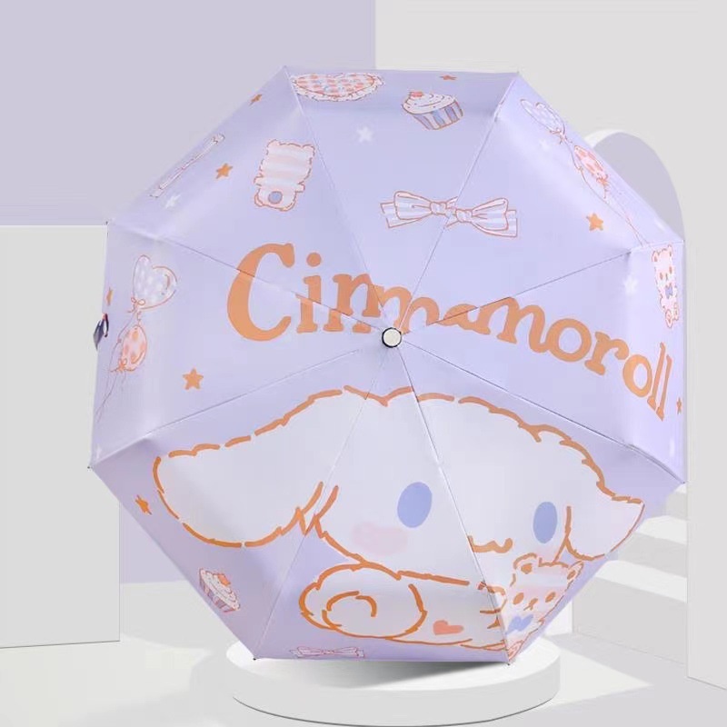 Sanrio Dù Gấp Tự Động Che Nắng Mưa Họa Tiết Cinnamoroll Dễ Thương Cho Học Sinh