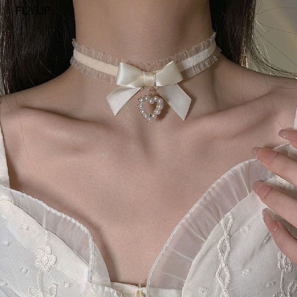 Vòng Cổ Choker Ren Thắt Nơ Trái Tim Thủ Công Phong Cách Gothic Dễ Thương Dành Cho Bạn Nữ VN