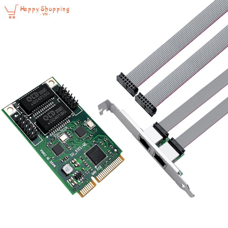 Thẻ Mạng Mini PCIE Sang 2 Cổng RJ45 Ethernet Gigabit 10 / 100 / 1000Mbps Cho Laptop