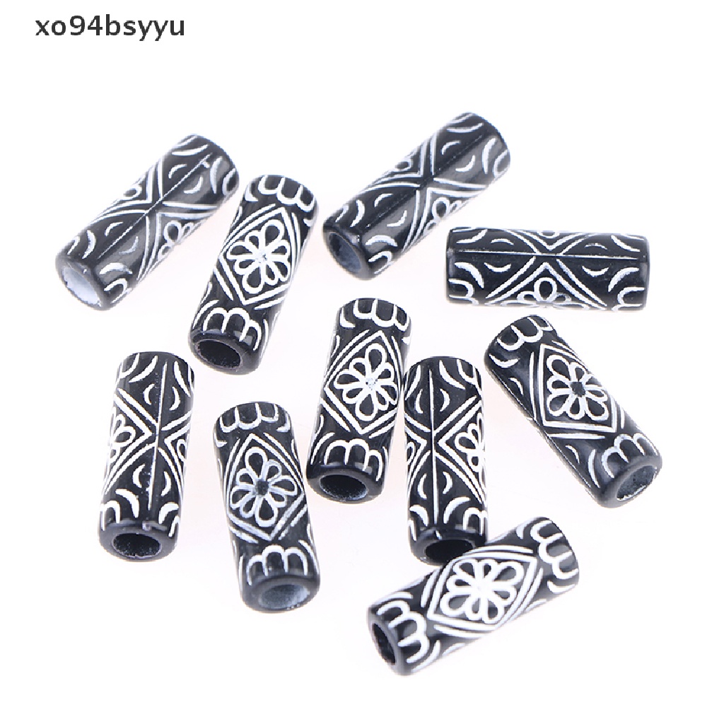 Set 10 Hạt Xo94Bsyu Màu Đen Tết Tóc / Râu Giả Bằng Acrylic Viking