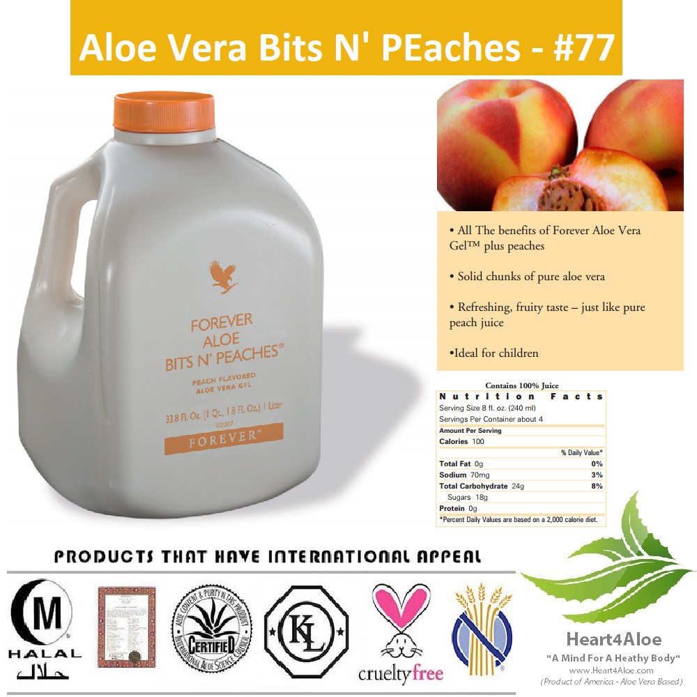 Nước Lô Hội, Nước Ép Quả Đào Aloe Bits N' Peaches #077Flp. 1 lít. Sản Phẩm Lô Hội