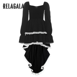 Váy dài tay ren cổ vuông cổ vuông thời trang RelaGala dành cho nữ