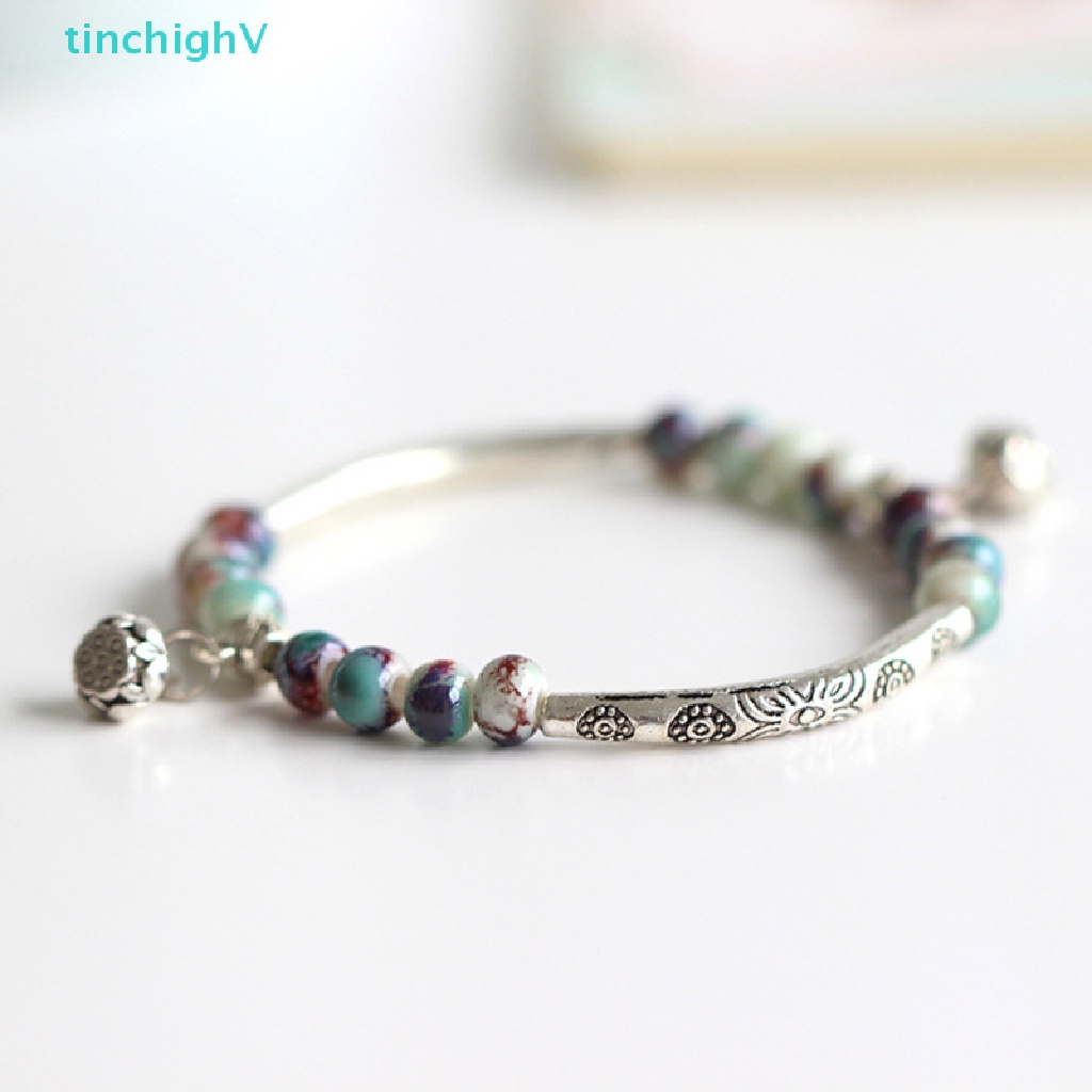 [TinchighV] Vòng Tay Kết Hạt Gốm Thủ Công Phong Cách Retro Thời Trang Nữ Làm Quà Tặng