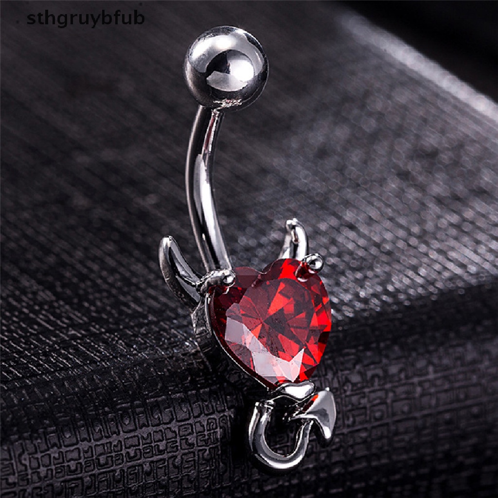 Khuyên RốN HìNh Tim ĐíNh Đá BằNg ThéP Y Tế