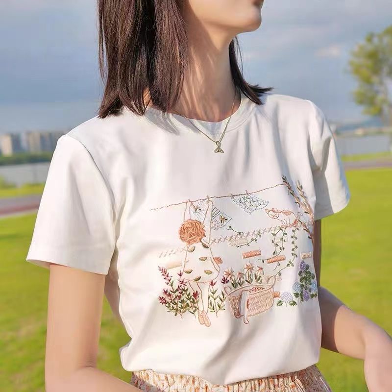 Áo một màu áo thun ngắn tay mùa hè thời trang