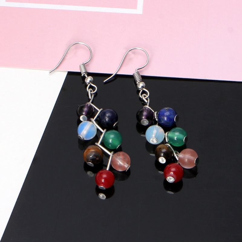 Khuyên Tai Xỏ Hạt Hợp Kim Màu Cầu Vồng Phong Cách Tối Giản Cổ Điển Cho Nữ