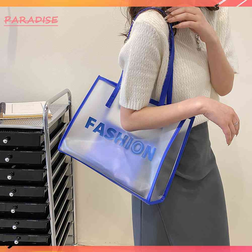 Túi Xách PVC Trong Suốt In Chữ Thời Trang Đi Biển Mùa Hè Cho Nữ