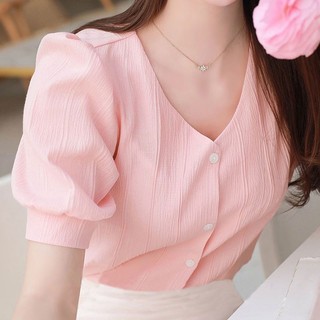 Mùa hè, áo sơ mi, áo sơ mi ngắn tay, áo sơ mi kiểu Hàn Quốc V, áo sơ mi hơi tây.