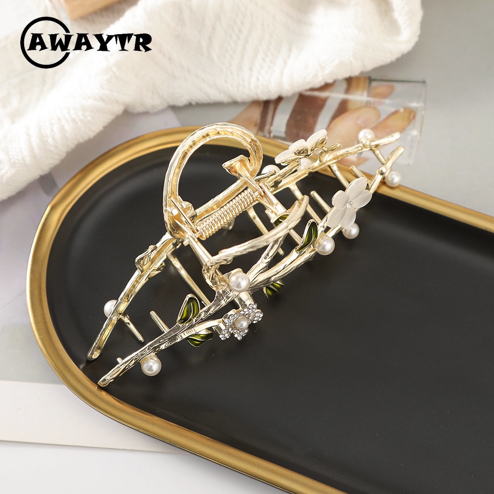 Kẹp tóc hình hoa đính đá mặt trăng 13.5cm xinh xắn cho nữ