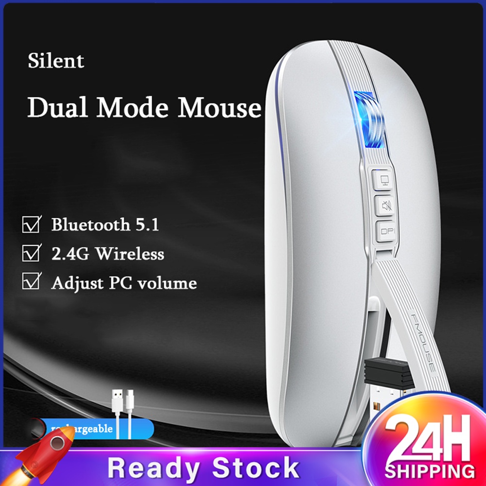 Chuột M113 Chuột Không Dây Bluetooth Chế Độ Kép Chuột Không Ồn 2.4G 2400Dpi Sạc Type-C Cho Máy Vi Tính Máy Tính Xách Tay Chuột