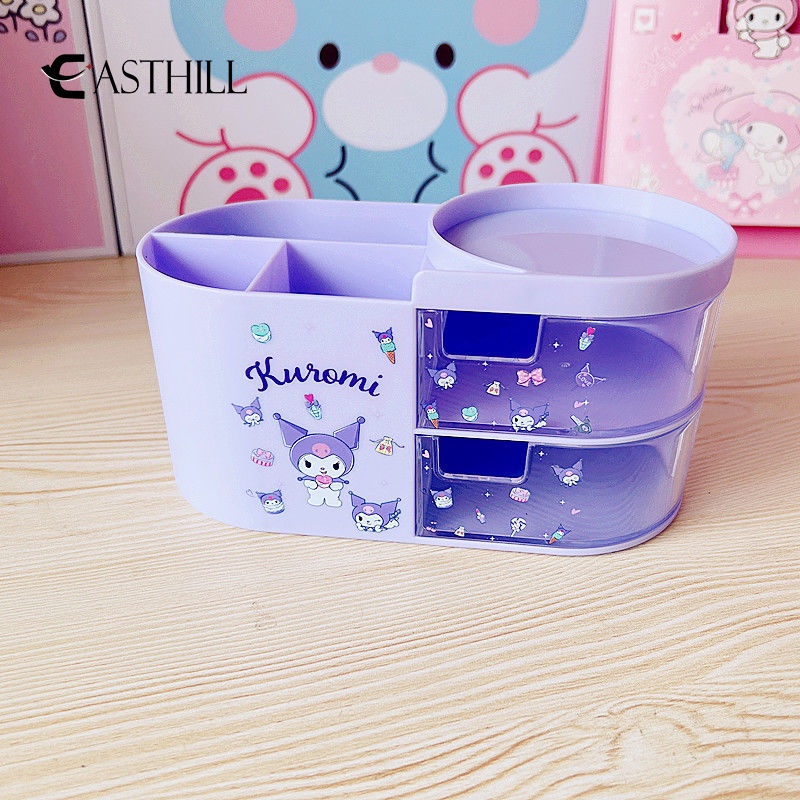 Hộp Đựng Bút / Mỹ Phẩm Để Bàn Họa Tiết Anime Sanrio Hello Kitty Kuromi Cinnamoroll My Melody Giá Đỡ