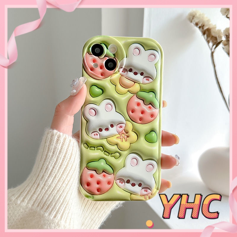 Ốp Lưng Phone Hiệu ứng 3D dễ thương vỏ bong bóng thỏ dâu tây Cho Iphone 6 / 6S / 6splus / se / 7 / 7plus / 8 / 8plus / X / xs / xsmax / 11 / 12 / 13 / 14 / Plus / pro /pro max-5065